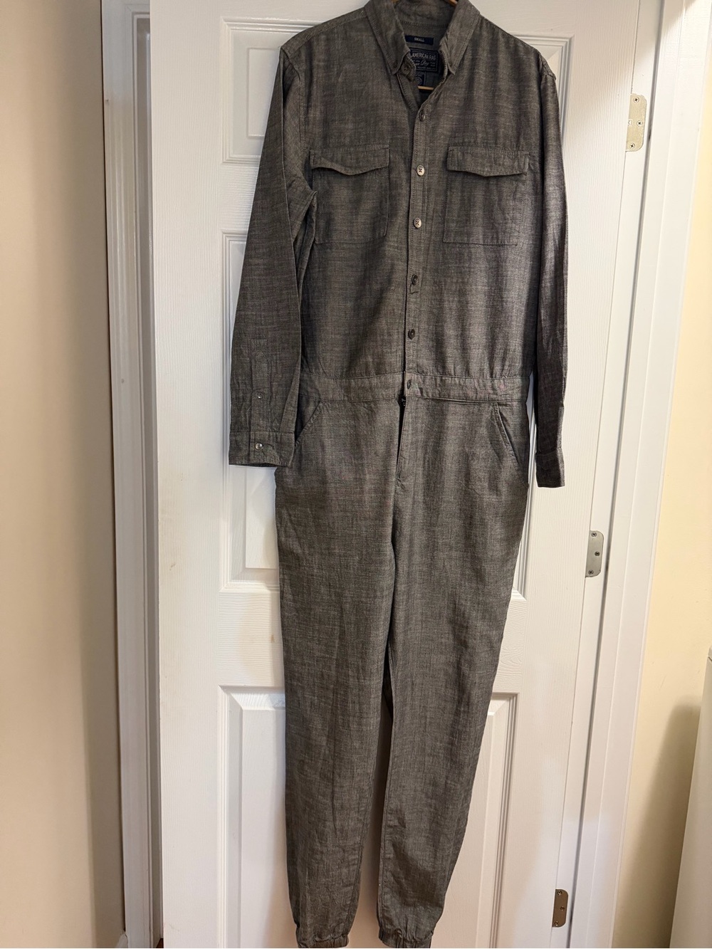 American Rag Gray Utility Button-Front Jumpsuit